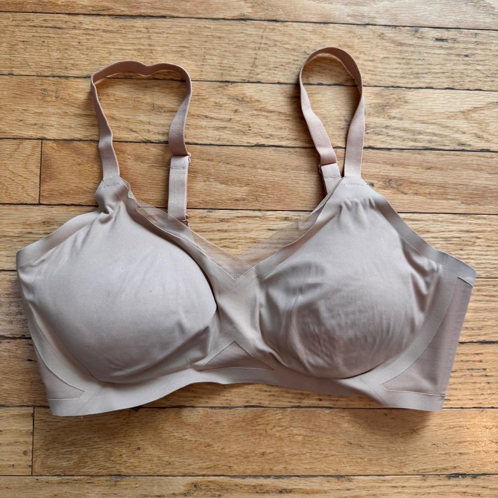 Honeylove‎ Silhouette Bra Tan Nude Wireless Seamless Mesh Trim Size M